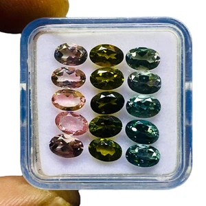 VVS 15 Pcs Natural Tourmaline 6x4mm Oval Cut Loose Untreated Gemstones 6.90 Cts - Picture 1 of 8