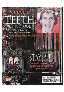 Forum Novelties - Vampire Fangs with Blood - Dark World Costume Accessory - 14+ - Picture 1 of 1