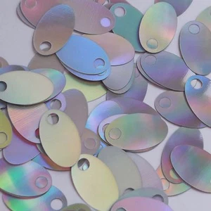 Lentejas metálicas reflectantes Lazersheen plateadas de 1,25" lentejuelas ovaladas de gran orificio - Imagen 1 de 2