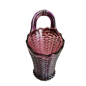 Westmoreland lila Amethyst Glas 80er Jahre Webkorb Vase - Bild 1 von 8