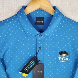 DUNNING x OAK HILL Size XL Polo Shirt Mens NEW $110 Blue Jacquard Golf Coolmax - Picture 1 of 20