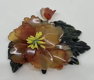 Antique Jade And Carnelian Stone Broach Pendent Exquisitely Carved - Gift idea - Picture 1 of 12