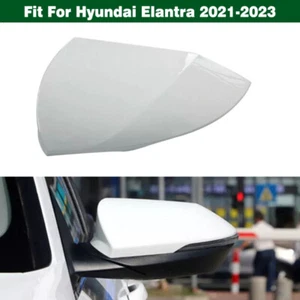 White Left Rearview Mirror Cover Outer Shell Cap For Hyundai Elantra 2021-2023 - Picture 1 of 8