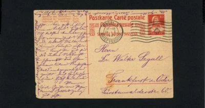 SWITZERLAND BASEL 1921 Postcard Stationery to FRANKFURT GERMANY - Image 1 of 2