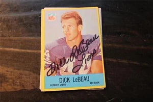 DICK LEBEAU DETRIOT LIONS HOF 1967 TOPPS HANDSIGNIERTE KARTE - Bild 1 von 1