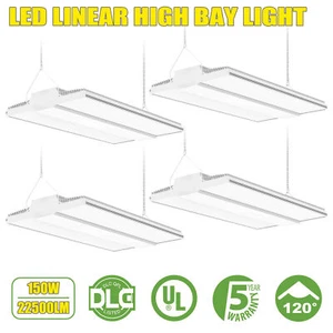 4 PACK Commercial LED Linear High Bay Light 150W 100-277V Shop Lighting Fixture - Picture 1 of 14