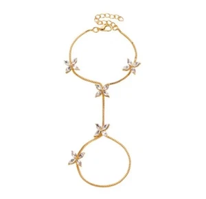 Vergoldetes florales Zirkon Fingerarmband - Bild 1 von 3
