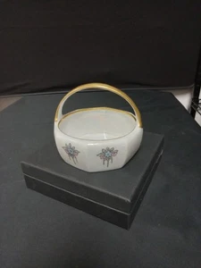 Vintage Pearlized Basket With Hand Painted Flowers - Picture 1 of 5