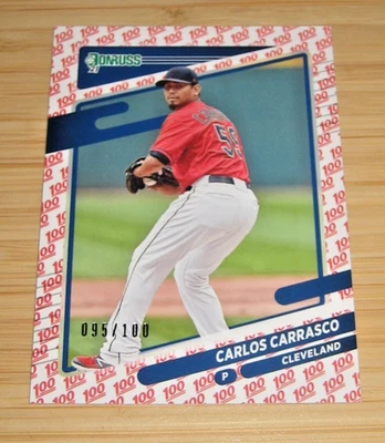 Carlos Carrasco – 2021 Donruss One Hundred – Serial # 095/100 - Image 1 of 2