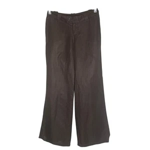 NEW Y2K Banana Republic Linen Silk Brown Slacks Pants Womens 0 Petite Wide Leg - Picture 1 of 7