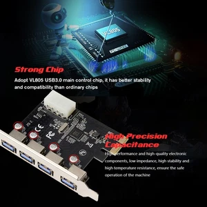 PCI-E To 4 USB3.0 Ports Expansion Card PCI Express To USB3.0 Adapter Card W SLK - Afbeelding 1 van 10