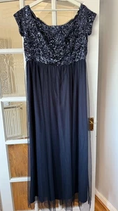 Stunnin BNWT Coast navy sequin & tulle off shoulder sequin maxi dress - 18 £119 - Picture 1 of 7