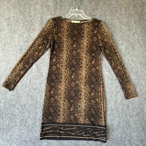Michael Kors Snakeskin Print Long Sleeve Dress Animal Print XS - Picture 1 of 9