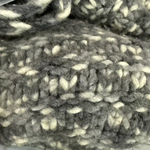 City DKNY Chunky Wool Blend Pullover Sweater L Gray White Funnel Neck - Picture 1 of 8