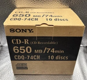 Sony CD-R 650MB 74min 10-Pack Storage, Full Size Cases *Open Box, Sealed Discs* - Afbeelding 1 van 5