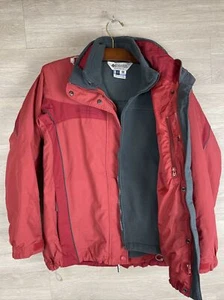 Columbia Interchange 3 in1 Giacca Cappotto Sci Pile Rosso Donna Medium - Foto 1 di 11