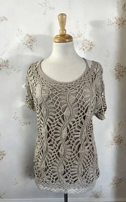 Crochet Off Shoulder Top Boho Hippie Beach Cottage Fairy Beach Summer Size Large - Image 1 of 4