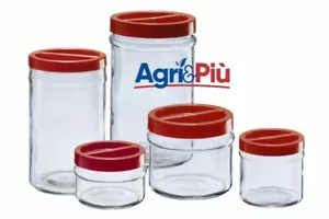 Borgonovo Ortes Vaso Barattolo in vetro con tappo in plastica rossa varie misure - Foto 1 di 6
