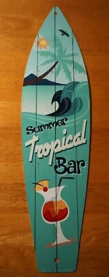 Retro Vintage Style Tropical Drink Sign Luau Tiki Bar Beach Surfboard Home Decor - Image 1 of 4