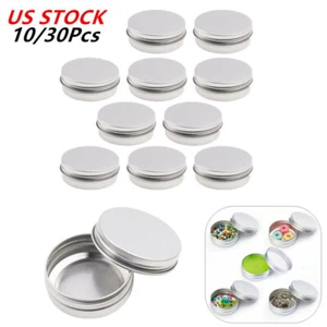 30ml Aluminum Mini Round Tin Metal Container Box Storage Jar w/Screw Top AU - Picture 1 of 4