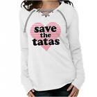 Save The Tatas Breast Cancer Awareness Gift Womens Long Sleeve Laceup T Shirt