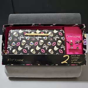 Betsey Johnson Teschio Labbra Diamanti Portafoglio Cerniera Pochetta Polso Non Corrispondenza - Foto 1 di 17