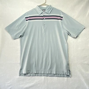 Footjoy Short Sleeve Golf Polo Shirt Men's Large Striped Gray Stretch - Picture 1 of 7