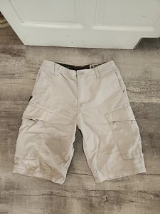 Vintage Y2K Volcom Scout Mens 28 Series Beige Nylon Carpenter Cargo Shorts - Picture 1 of 10