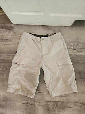 Vintage Y2K Volcom Scout Mens 28 Series Beige Nylon Carpenter Cargo Shorts - Image 1 of 4