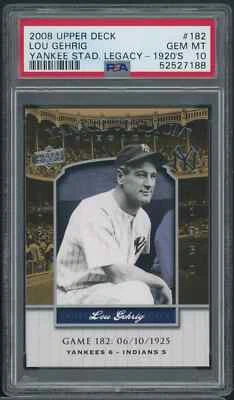 2008 Upper Deck Lou Ghrig Yankee Stadium Legacy años 20 #182 PSA 10 POP 1 Foto 1 de 2