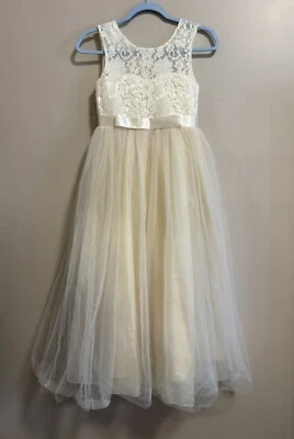 Vestido de fiesta Ai Meng bebé niña marfil encaje/tul talla 140 Foto 1 de 4