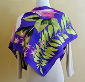 Sciarpa quadrata floreale seta multicolore Oscar by Oscar de la Renta vintage - Foto 1 di 9
