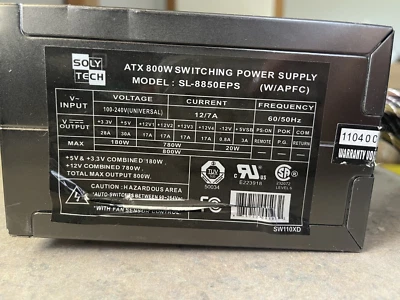 soly tech atx 800watt switching power supply - Image 1 of 4