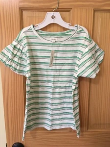 NWT Gymboree Stripe Bell Sleeve Tee T Shirt Top Girls Green pink - Picture 1 of 1