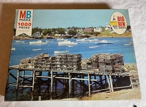 Vintage MB Big Ben 1000 Pc Puzzle Sealed ‘18 Maine Harbor’ 1975 - Picture 1 of 6