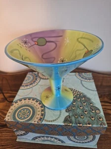 Ton Kunst handbemalt Keramik Martini Cocktail geformt Snack Schüssel 8-1/4" hoch. - Bild 1 von 3