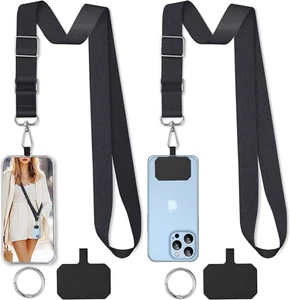 Lot de 2 lanières de téléphone portable lanière bandoulière sangle de téléphone réglable pour utilisation - Photo 1 sur 12