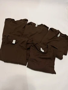 5-Pack Tultex 202 Unisex Fine Jersey T-Shirts Short Sleeve Crew Neck Brown XL - Picture 1 of 13