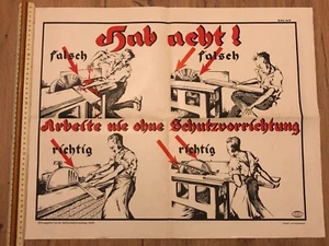 Plakat Arbeitssicherheit Reichsarbeitsverw. HAB ACHT ARBEIT NIE OHNE SCHUTZVORRI - Bild 1 von 9