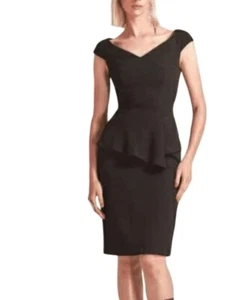 Nuevo con etiquetas Vestido de Cóctel Park 108 Negro Crepe Diseño Peplum Talla 12 - Imagen 1 de 10