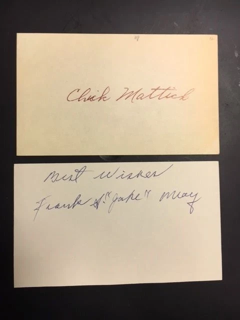 Frank "Jakie" May(d70)  Signed Index Card Cubs KO Babe Ruth 1932 WS JSA Precerti - Image 1 of 1