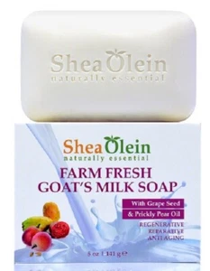 1 Bar - FARM FRESH GOAT'S MILK SOAP  WITH GRAPE SEED & PRICKLY PEAR OIL - Picture 1 of 3
