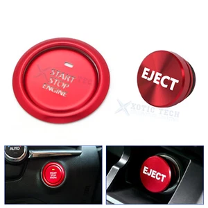 Red Alloy Engine Start + Cigarette Lighter Eject Button Trim For Mazda 3 2020-up - Picture 1 of 7