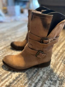 Lavorazione Artigiana Distressed Leather Womens Shearling Lined Boots 39 8 - Picture 1 of 5