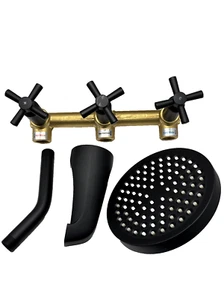 3 Griff Wanne Duscharmatur Matt Schwarz Wanne und Dusche Blende Set Badewanne Subeixi - Bild 1 von 18