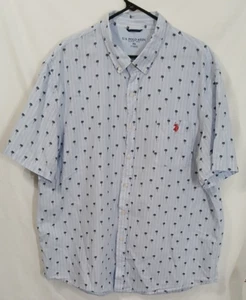 U.S. Polo Assn. Camisa Para Hombre 3XL Teniente Azul Blanco Rayas Verde Oscuro Palmeras SS - Imagen 1 de 15