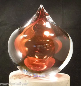 Vintage Paperweight Art Glass AHUS Sweden GRAAL DREUTLER RED ONION Studio heart - Picture 1 of 8
