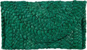 Straw Clutch Purses Women Summer Beach Bag Envelope Woven Handbag - Green - Picture 1 of 6