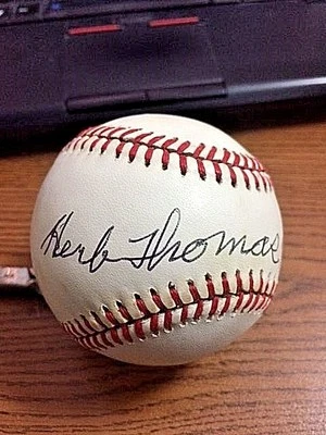 HERB THOMAS SIGNED AUTOGRAPHED OAL BASEBALL! NY Giants & Boston Braves!  JSA! - Image 1 of 3