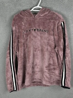 Lucky Brand sweater womens XL pink hoodie pullover fleece sweatshirt spell out - Image 1 of 4